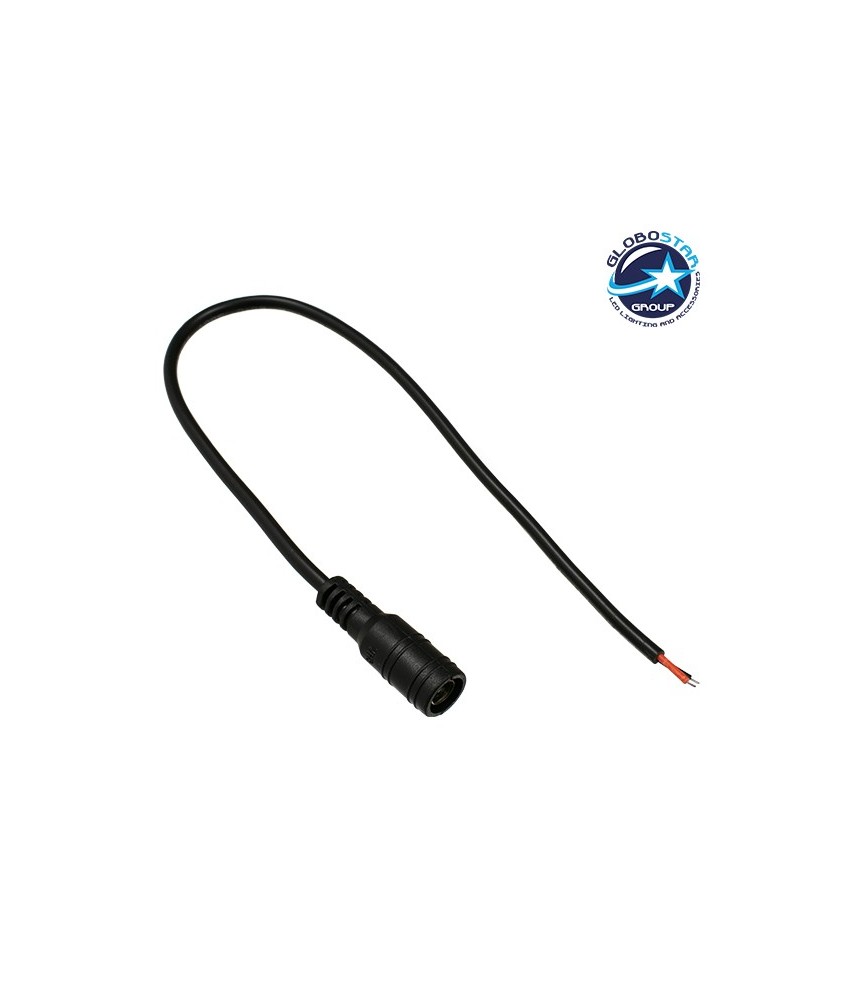 GLOBOSTAR® STRIPART 70735 DC Θηλυκός Σύνδεσμος 2.1mm με 30cm Καλώδιο Τροφοδοσίας 2Pin IP20 - Μ30 x Π2.1 x Υ2.1cm